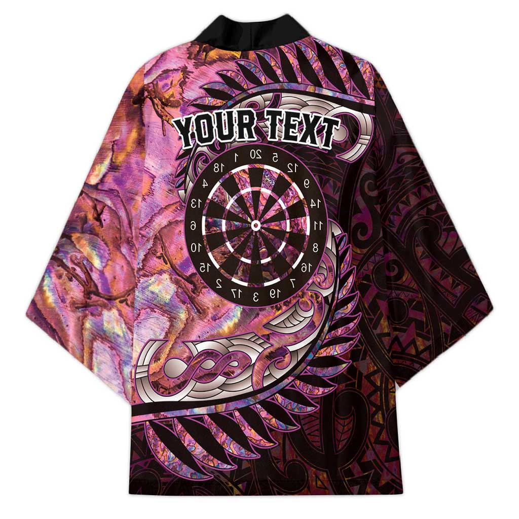 New Zealand Darts Personalised Kimono Aotearoa Silver Fern Pink Papua Shell Spirit - Aussie Hoodie