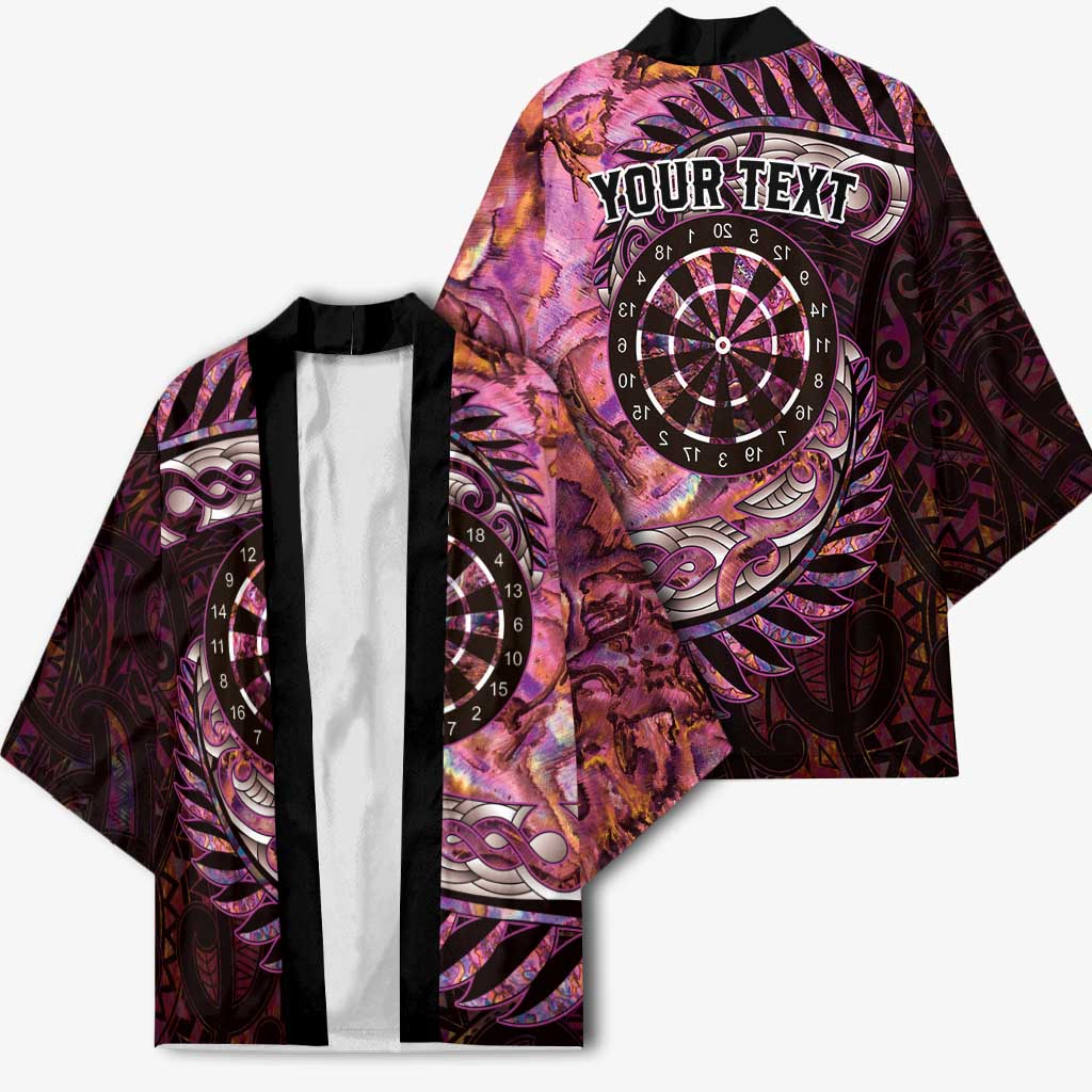 New Zealand Darts Personalised Kimono Aotearoa Silver Fern Pink Papua Shell Spirit - Aussie Hoodie