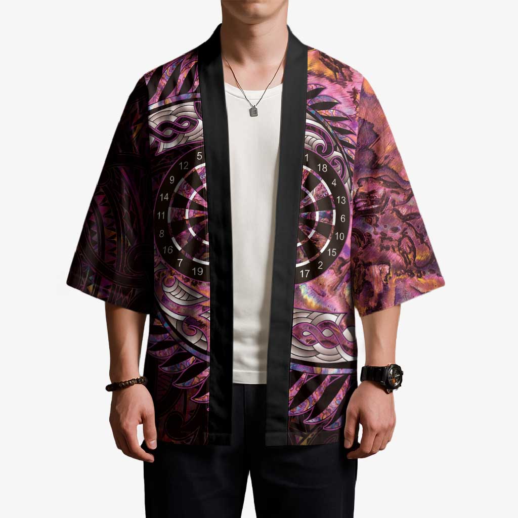 New Zealand Darts Personalised Kimono Aotearoa Silver Fern Pink Papua Shell Spirit - Aussie Hoodie