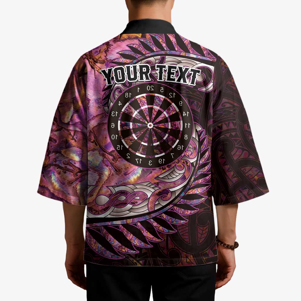 New Zealand Darts Personalised Kimono Aotearoa Silver Fern Pink Papua Shell Spirit - Aussie Hoodie