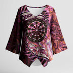 New Zealand Darts Personalised Kimono Sleeve Blouse Aotearoa Silver Fern Pink Papua Shell Spirit - Aussie Hoodie