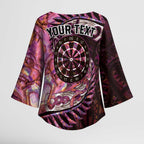 New Zealand Darts Personalised Kimono Sleeve Blouse Aotearoa Silver Fern Pink Papua Shell Spirit - Aussie Hoodie