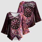 New Zealand Darts Personalised Kimono Sleeve Blouse Aotearoa Silver Fern Pink Papua Shell Spirit - Aussie Hoodie