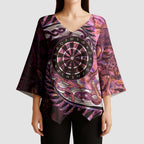 New Zealand Darts Personalised Kimono Sleeve Blouse Aotearoa Silver Fern Pink Papua Shell Spirit - Aussie Hoodie