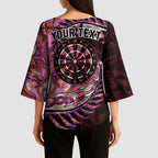 New Zealand Darts Personalised Kimono Sleeve Blouse Aotearoa Silver Fern Pink Papua Shell Spirit - Aussie Hoodie