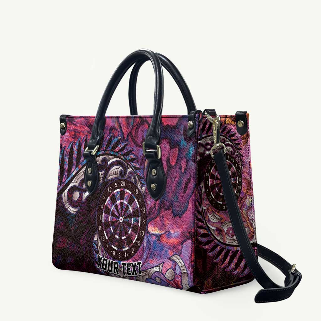 New Zealand Darts Personalised Leather Bag Aotearoa Silver Fern Pink Papua Shell Spirit - Aussie Hoodie