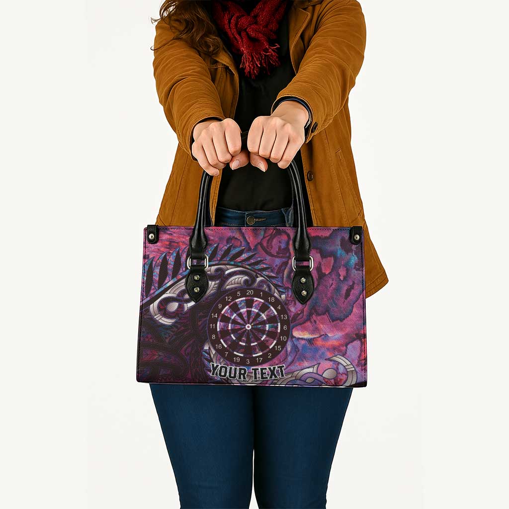New Zealand Darts Personalised Leather Bag Aotearoa Silver Fern Pink Papua Shell Spirit - Aussie Hoodie