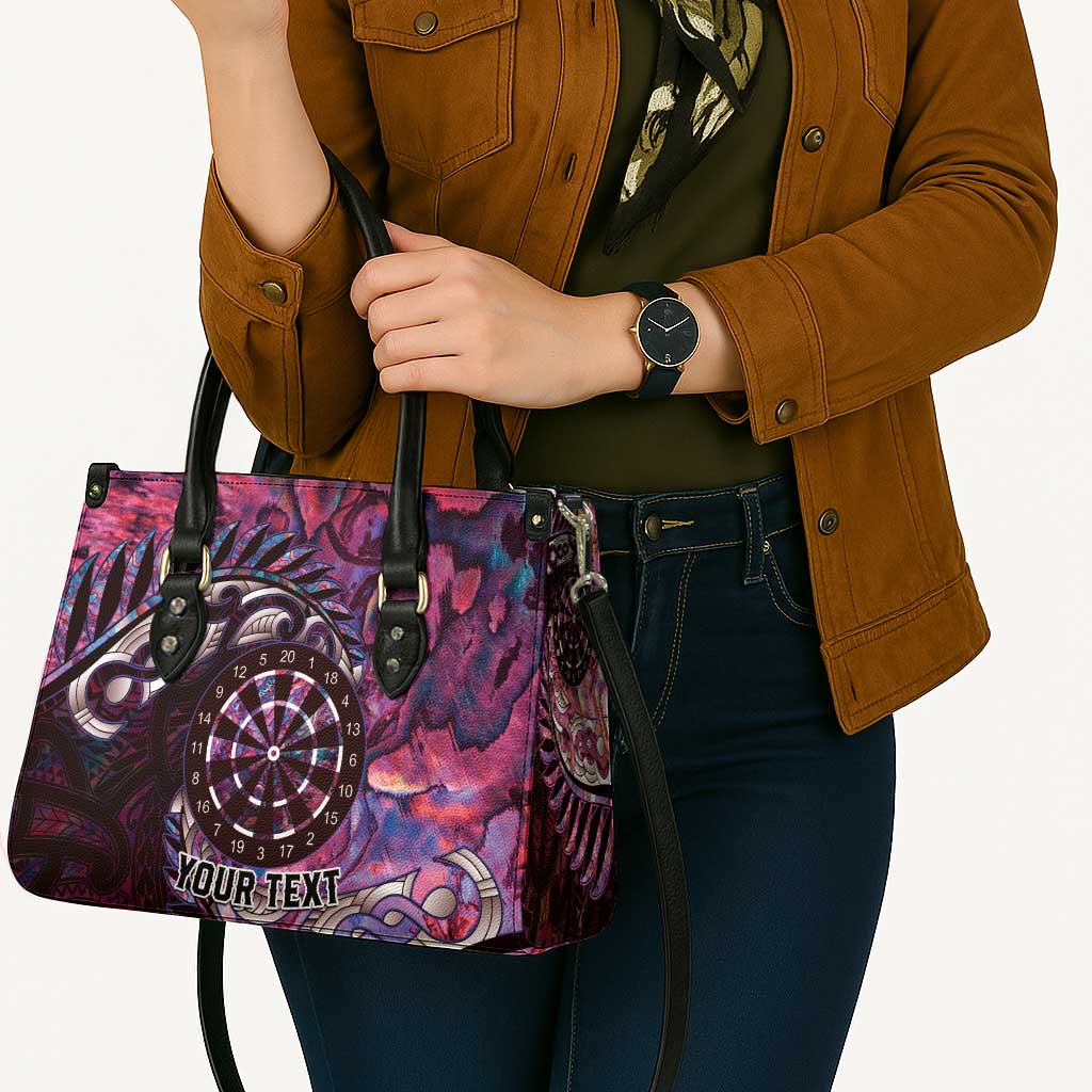 New Zealand Darts Personalised Leather Bag Aotearoa Silver Fern Pink Papua Shell Spirit - Aussie Hoodie