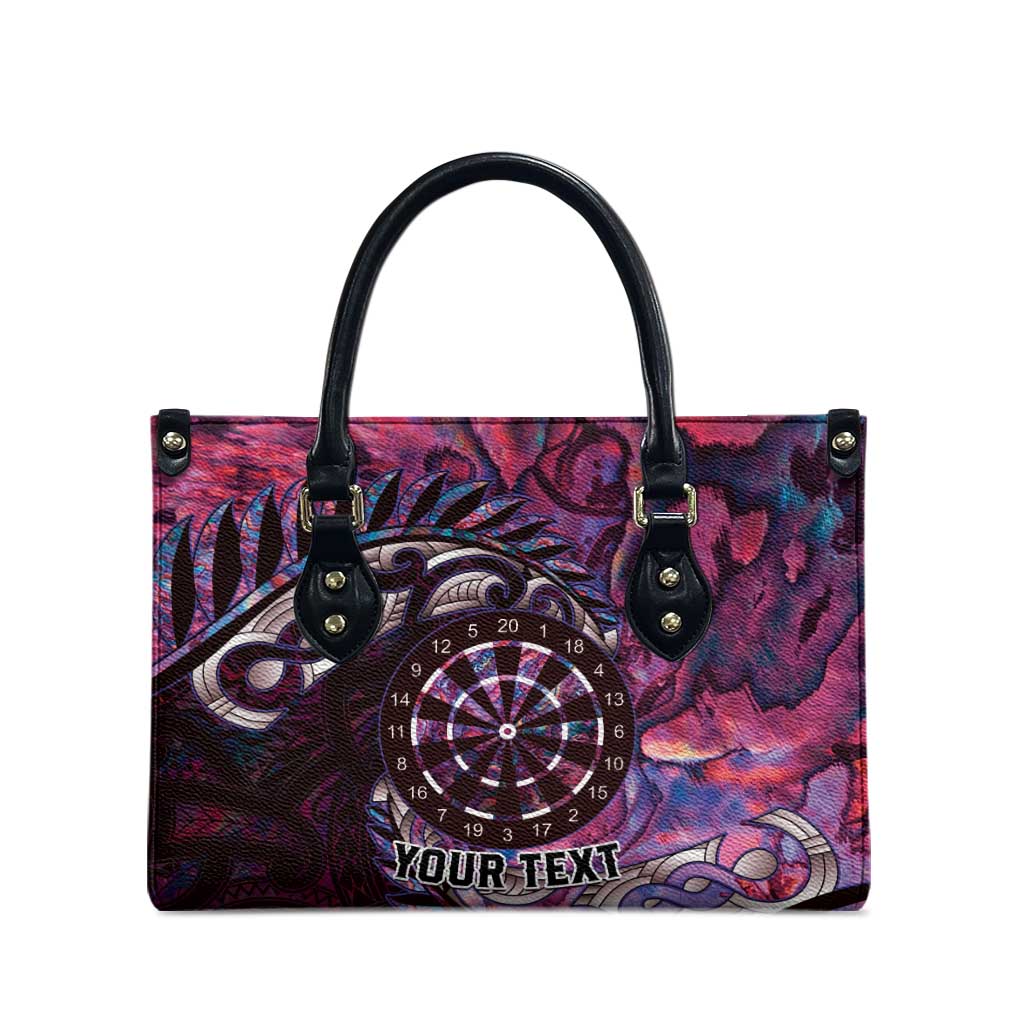 New Zealand Darts Personalised Leather Bag Aotearoa Silver Fern Pink Papua Shell Spirit - Aussie Hoodie