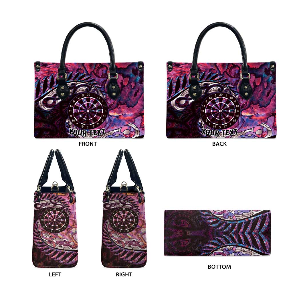 New Zealand Darts Personalised Leather Bag Aotearoa Silver Fern Pink Papua Shell Spirit - Aussie Hoodie