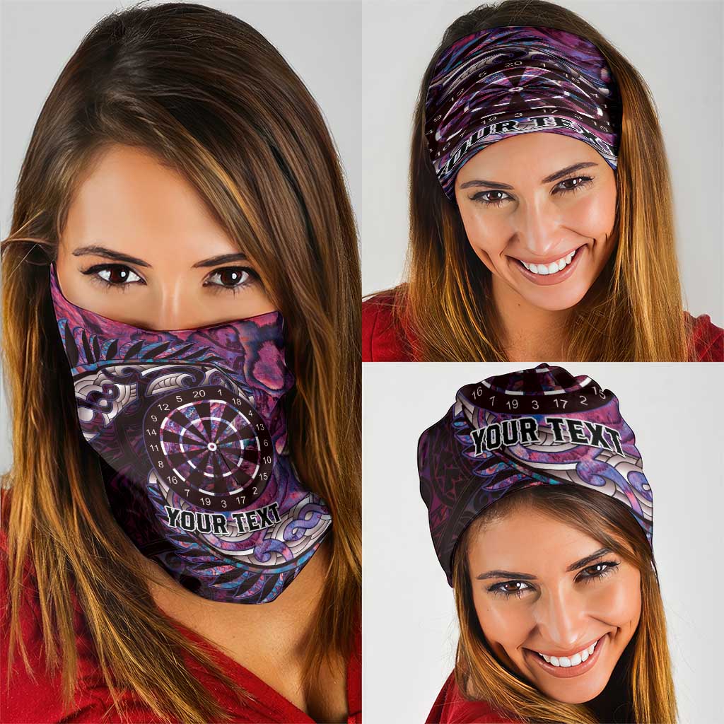 New Zealand Darts Personalised Neck Gaiter Aotearoa Silver Fern Pink Papua Shell Spirit - Aussie Hoodie