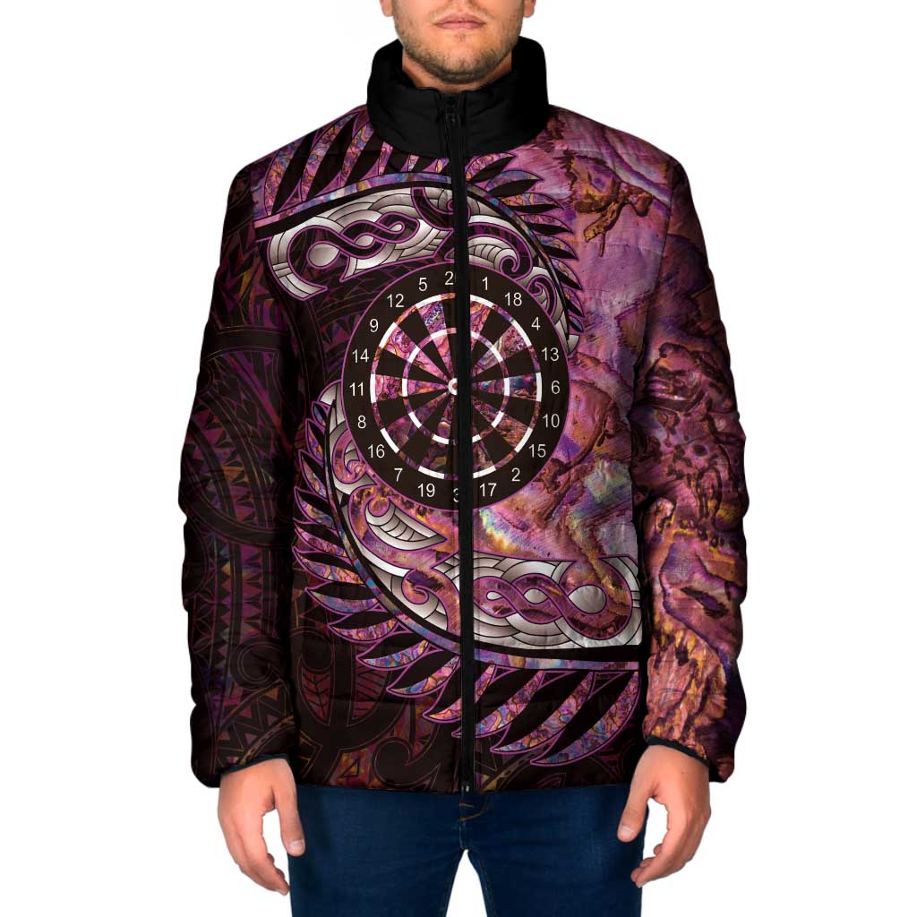 New Zealand Darts Personalised Padded Jacket Aotearoa Silver Fern Pink Papua Shell Spirit - Aussie Hoodie
