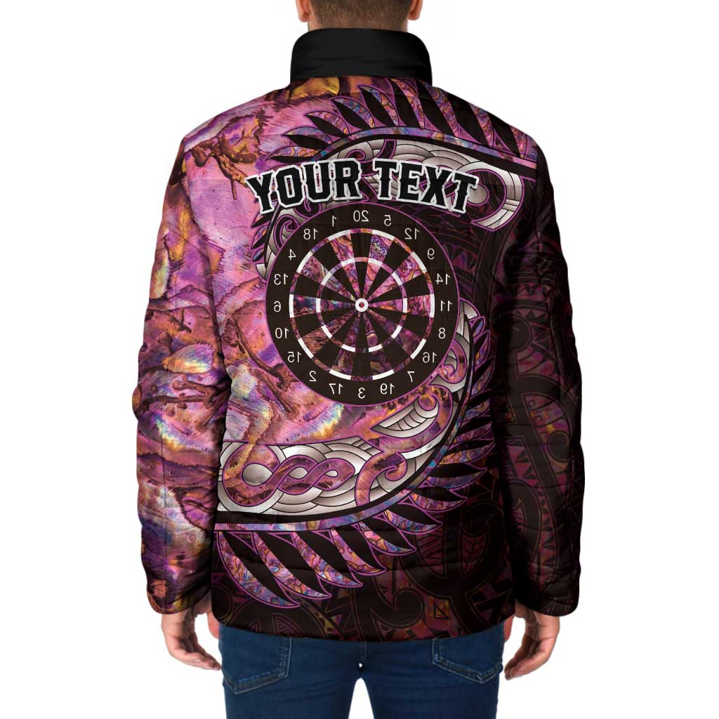 New Zealand Darts Personalised Padded Jacket Aotearoa Silver Fern Pink Papua Shell Spirit - Aussie Hoodie
