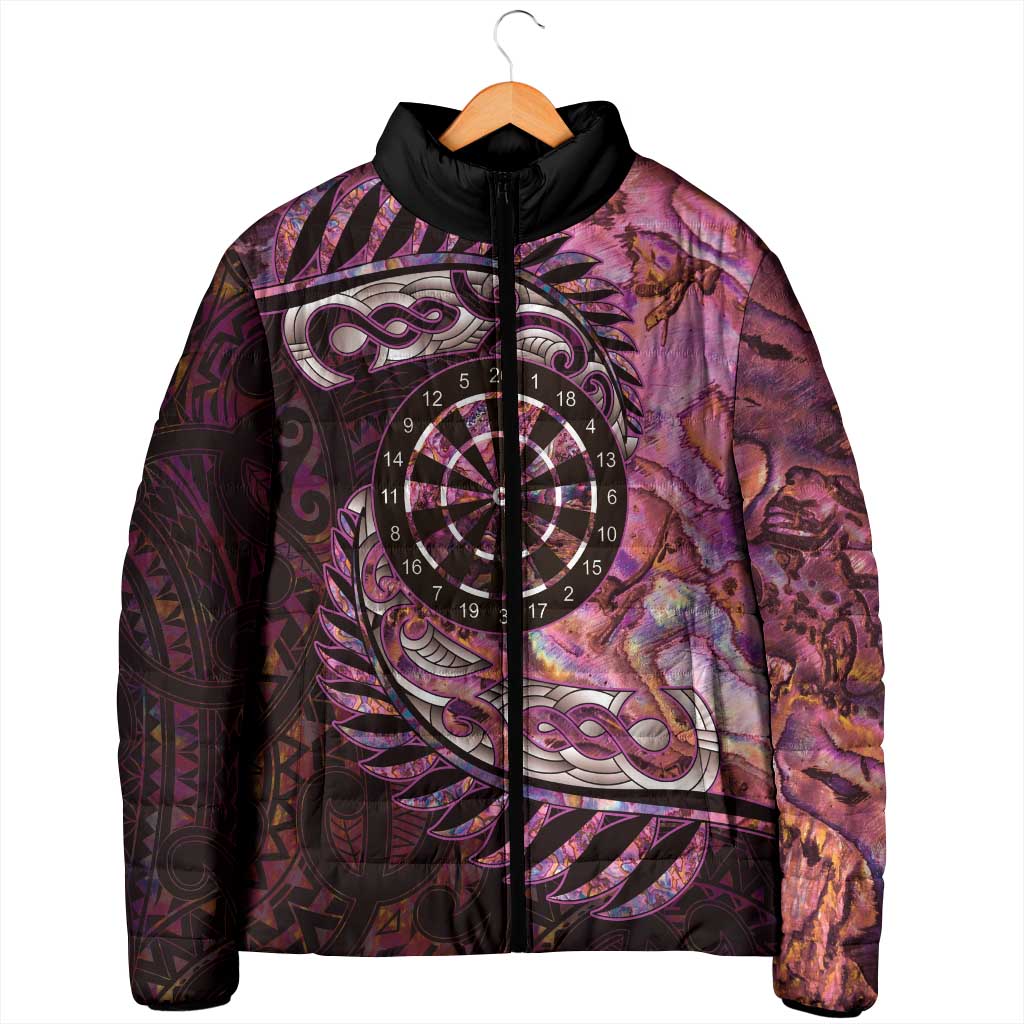 New Zealand Darts Personalised Padded Jacket Aotearoa Silver Fern Pink Papua Shell Spirit - Aussie Hoodie