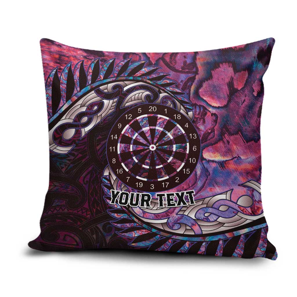New Zealand Darts Personalised Pillow Cover Aotearoa Silver Fern Pink Papua Shell Spirit - Aussie Hoodie
