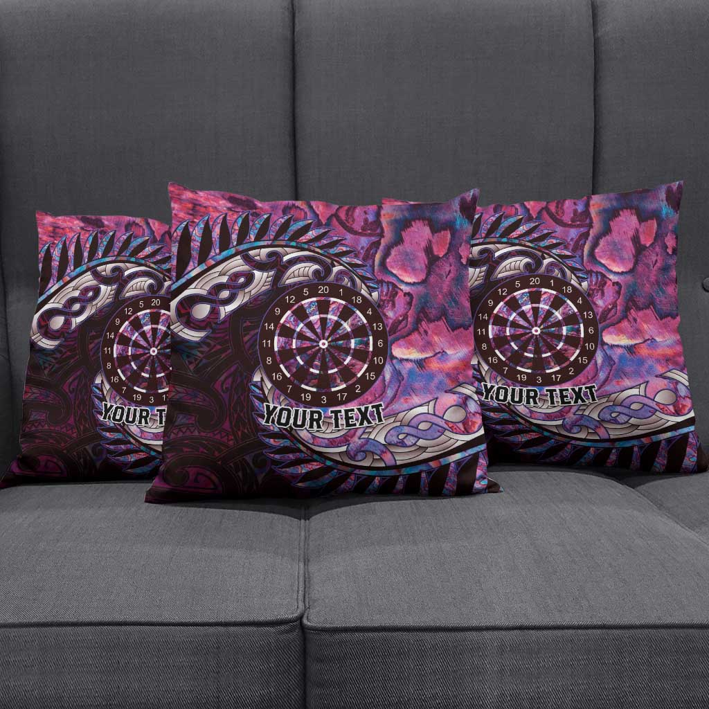 New Zealand Darts Personalised Pillow Cover Aotearoa Silver Fern Pink Papua Shell Spirit - Aussie Hoodie