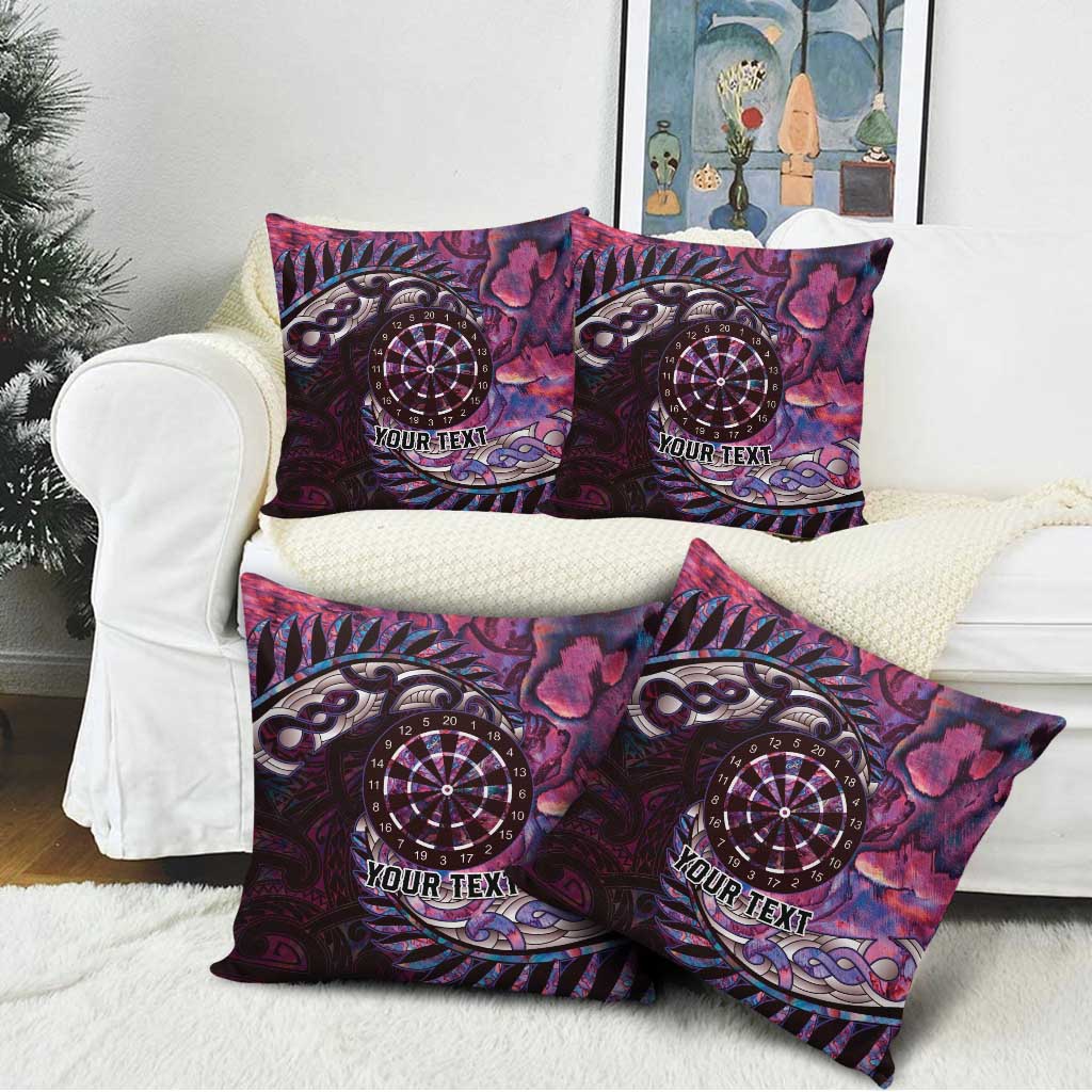 New Zealand Darts Personalised Pillow Cover Aotearoa Silver Fern Pink Papua Shell Spirit - Aussie Hoodie