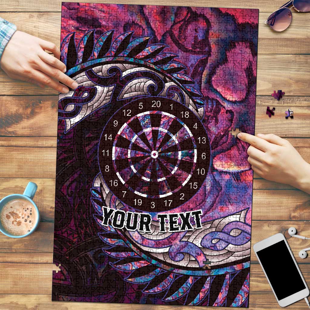 New Zealand Darts Personalised Puzzle Aotearoa Silver Fern Pink Papua Shell Spirit - Aussie Hoodie
