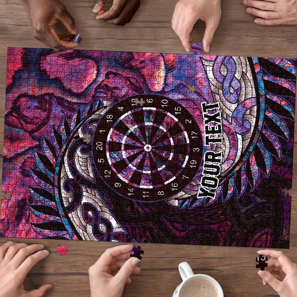 New Zealand Darts Personalised Puzzle Aotearoa Silver Fern Pink Papua Shell Spirit - Aussie Hoodie