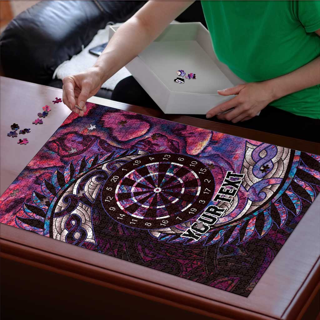 New Zealand Darts Personalised Puzzle Aotearoa Silver Fern Pink Papua Shell Spirit - Aussie Hoodie