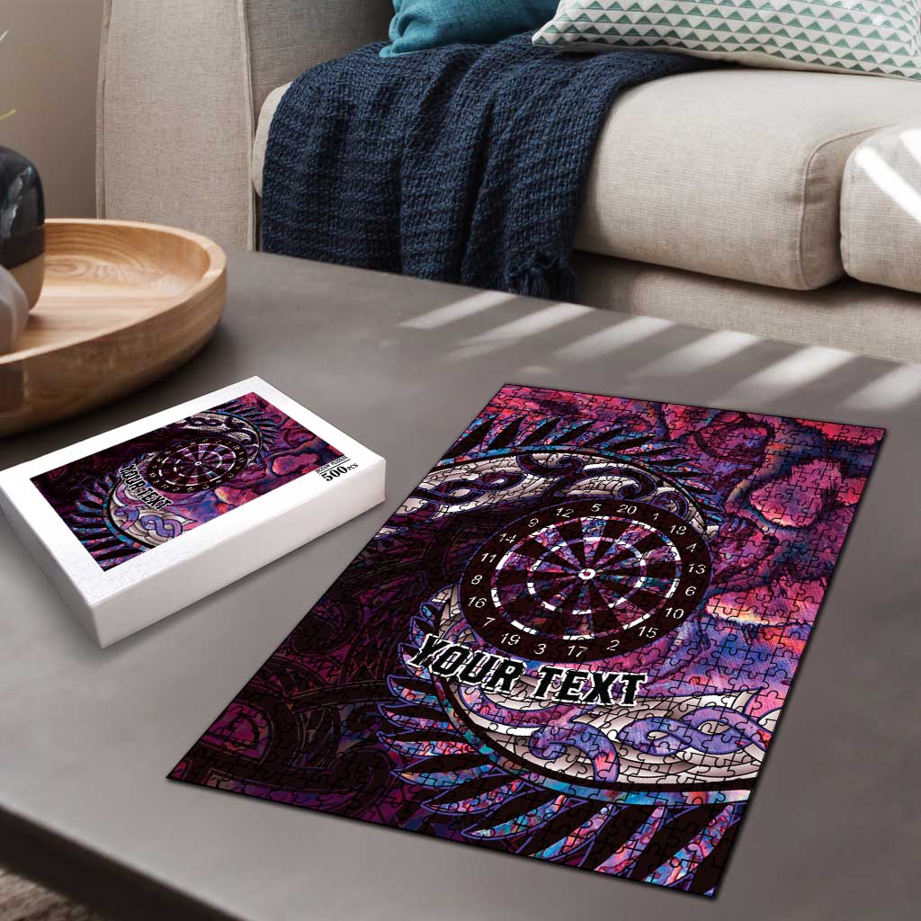 New Zealand Darts Personalised Puzzle Aotearoa Silver Fern Pink Papua Shell Spirit - Aussie Hoodie