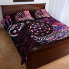 New Zealand Darts Personalised Quilt Bed Set Aotearoa Silver Fern Pink Papua Shell Spirit