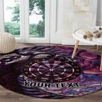 New Zealand Darts Personalised Round Carpet Aotearoa Silver Fern Pink Papua Shell Spirit