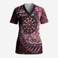 New Zealand Darts Personalised Scrub Top Aotearoa Silver Fern Pink Papua Shell Spirit - Aussie Hoodie