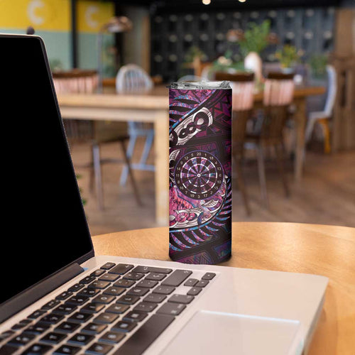 New Zealand Darts Personalised Skinny Tumbler Aotearoa Silver Fern Pink Papua Shell Spirit