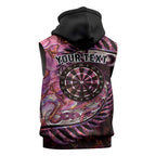 New Zealand Darts Personalised Sleeveless Zip Hoodie Aotearoa Silver Fern Pink Papua Shell Spirit LT9