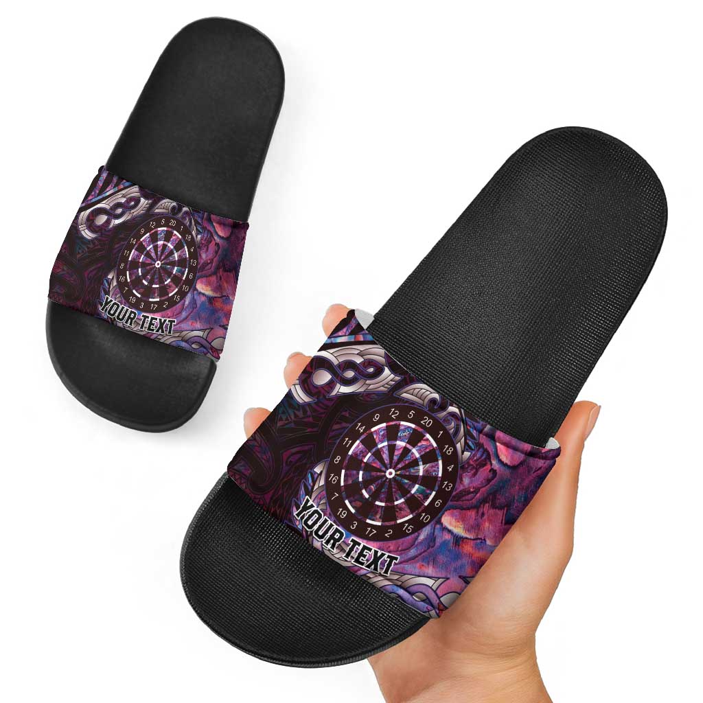 New Zealand Darts Personalised Slide Sandals Aotearoa Silver Fern Pink Papua Shell Spirit - Aussie Hoodie