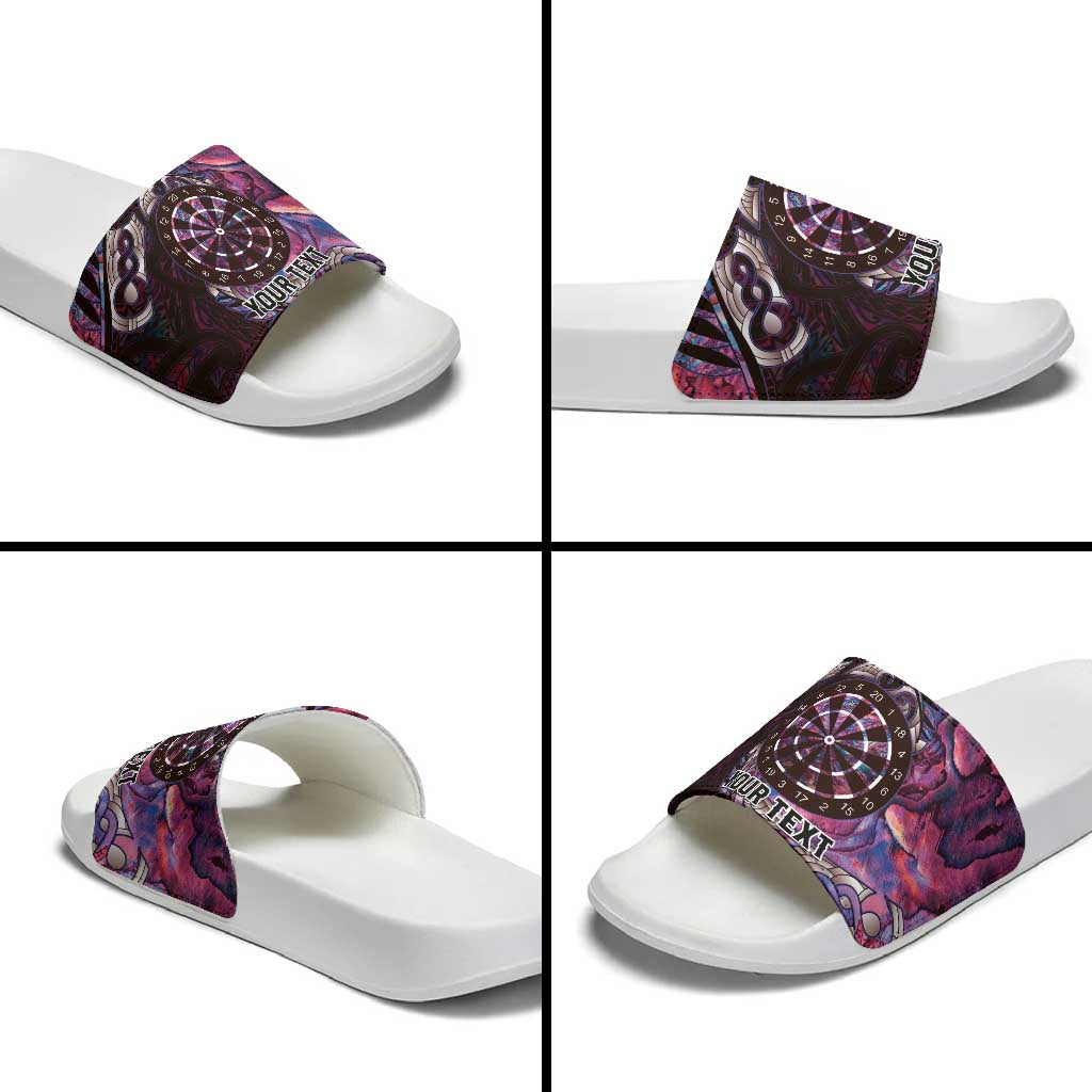 New Zealand Darts Personalised Slide Sandals Aotearoa Silver Fern Pink Papua Shell Spirit - Aussie Hoodie