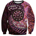 New Zealand Darts Personalised Sweatshirt Aotearoa Silver Fern Pink Papua Shell Spirit