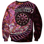 New Zealand Darts Personalised Sweatshirt Aotearoa Silver Fern Pink Papua Shell Spirit