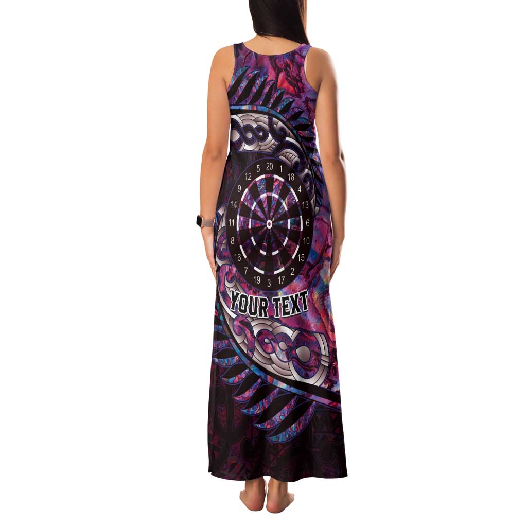 New Zealand Darts Personalised Tank Maxi Dress Aotearoa Silver Fern Pink Papua Shell Spirit