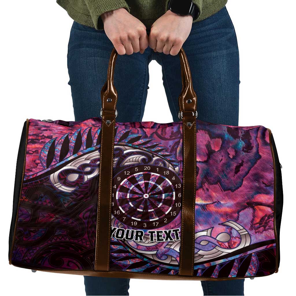 New Zealand Darts Personalised Travel Bag Aotearoa Silver Fern Pink Papua Shell Spirit - Aussie Hoodie