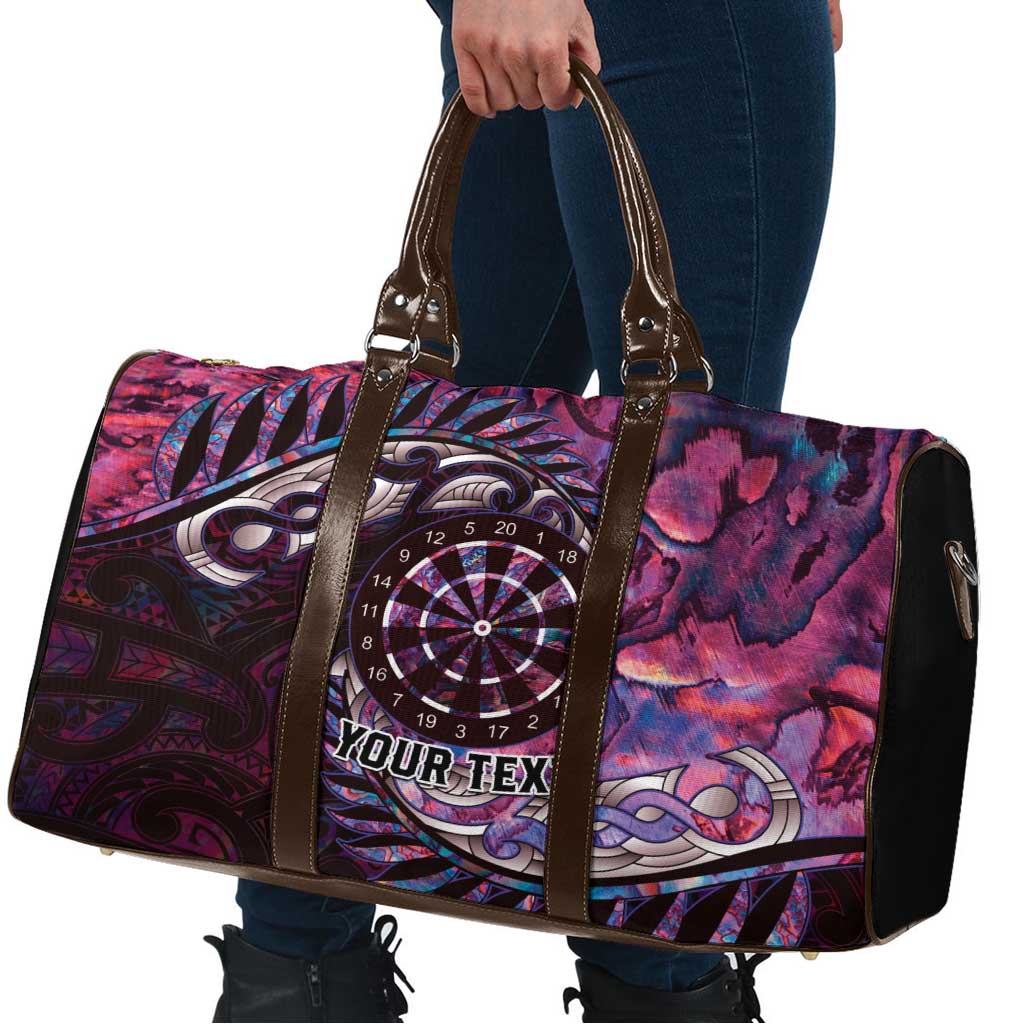 New Zealand Darts Personalised Travel Bag Aotearoa Silver Fern Pink Papua Shell Spirit - Aussie Hoodie
