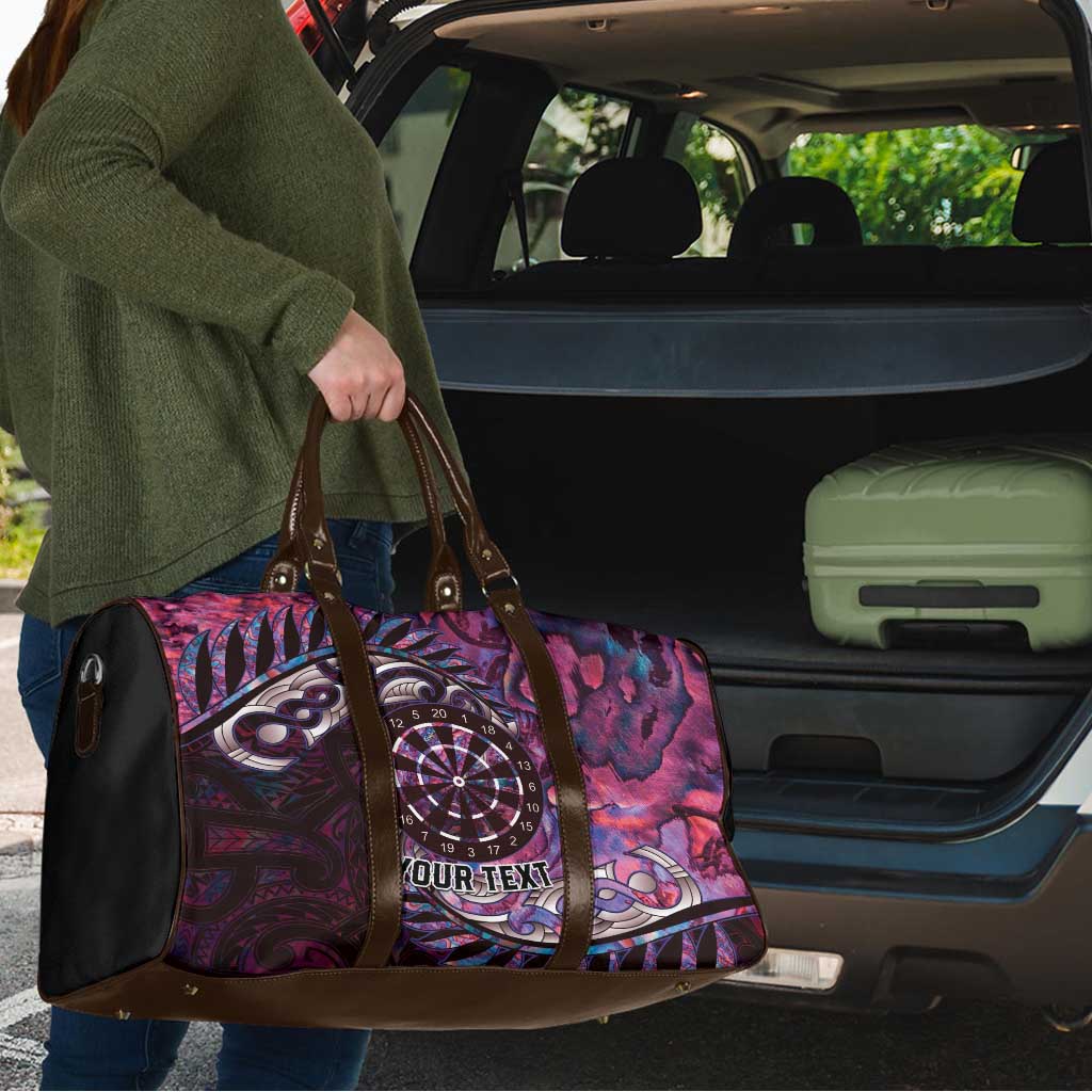 New Zealand Darts Personalised Travel Bag Aotearoa Silver Fern Pink Papua Shell Spirit - Aussie Hoodie