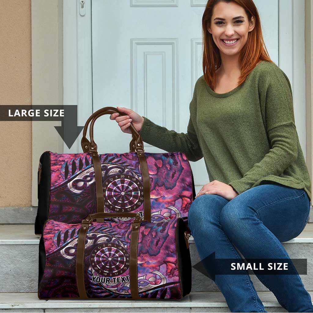New Zealand Darts Personalised Travel Bag Aotearoa Silver Fern Pink Papua Shell Spirit - Aussie Hoodie