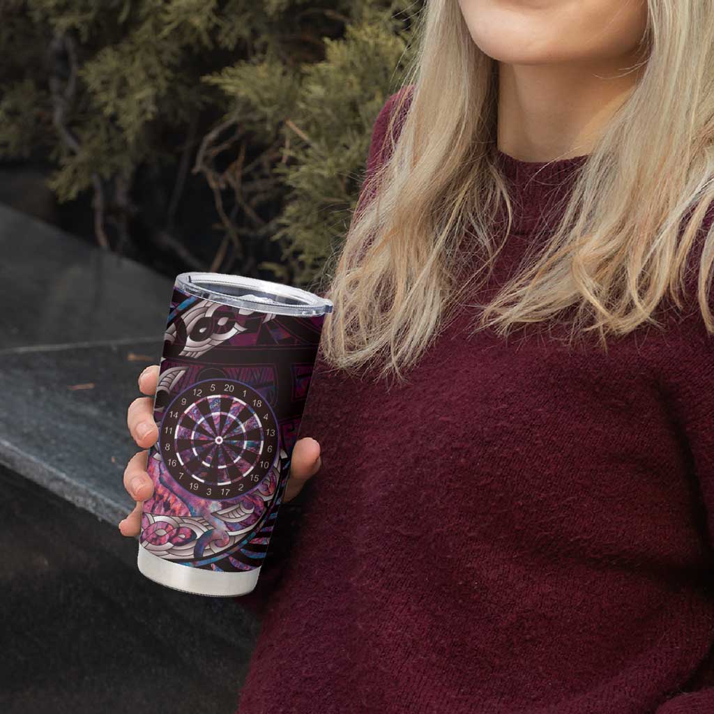 New Zealand Darts Personalised Tumbler Cup Aotearoa Silver Fern Pink Papua Shell Spirit