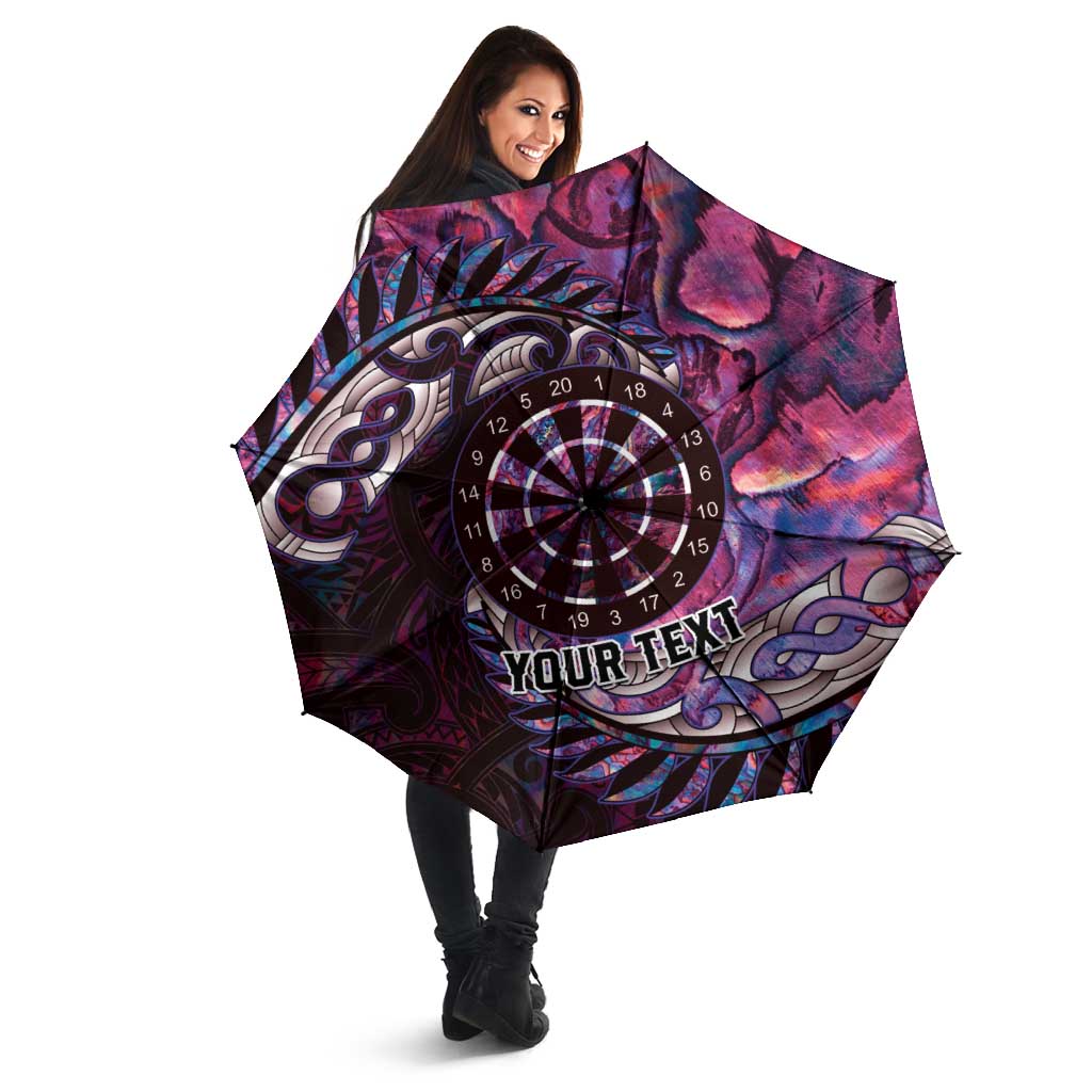 New Zealand Darts Personalised Umbrella Aotearoa Silver Fern Pink Papua Shell Spirit - Aussie Hoodie