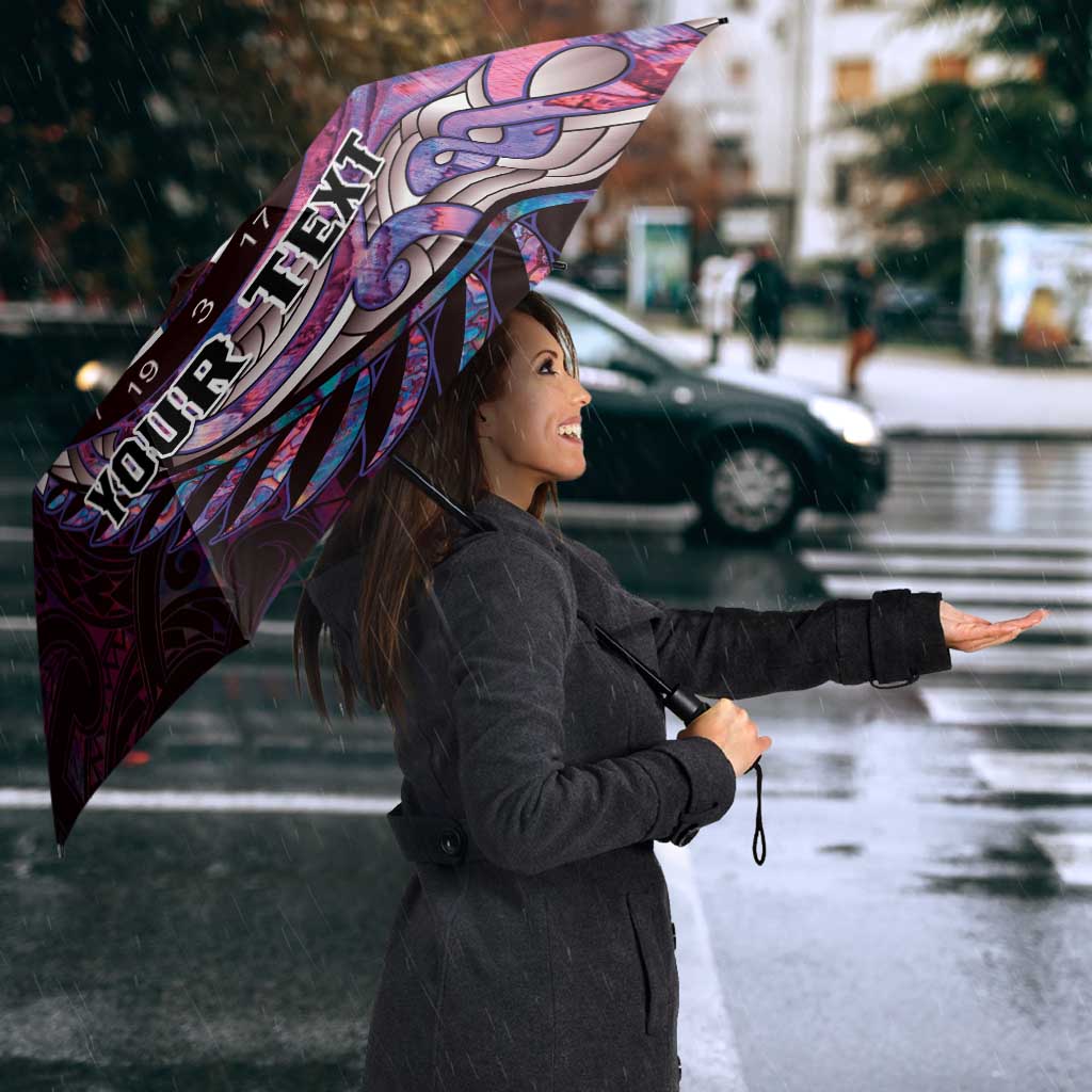 New Zealand Darts Personalised Umbrella Aotearoa Silver Fern Pink Papua Shell Spirit - Aussie Hoodie