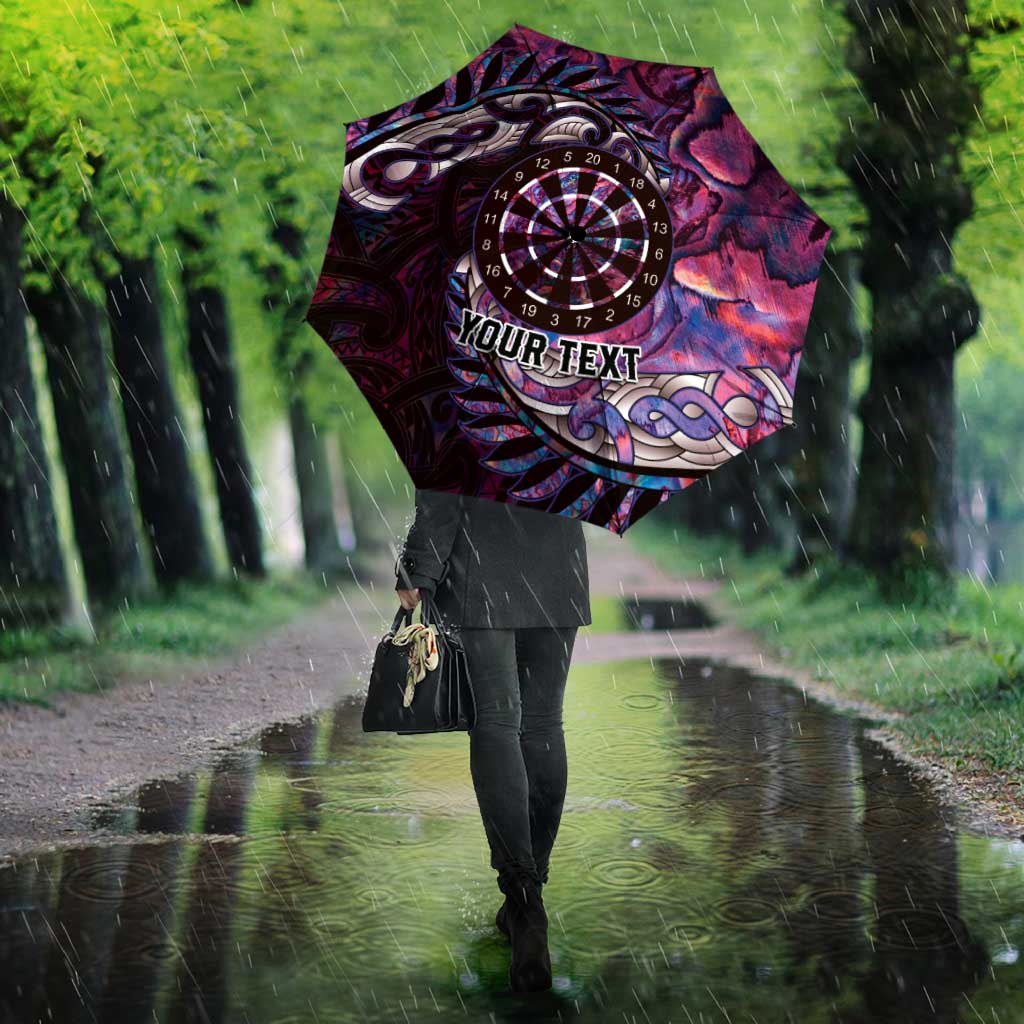 New Zealand Darts Personalised Umbrella Aotearoa Silver Fern Pink Papua Shell Spirit - Aussie Hoodie