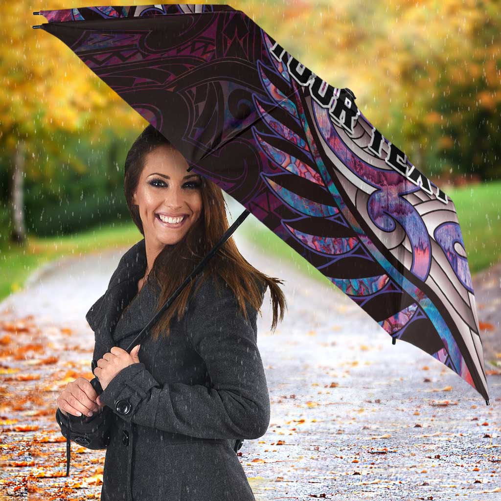 New Zealand Darts Personalised Umbrella Aotearoa Silver Fern Pink Papua Shell Spirit - Aussie Hoodie