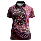 New Zealand Darts Personalised Women Polo Shirt Aotearoa Silver Fern Pink Papua Shell Spirit