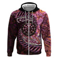 New Zealand Darts Personalised Zip Hoodie Aotearoa Silver Fern Pink Papua Shell Spirit