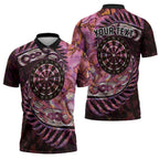 New Zealand Darts Personalised Zipper Polo Shirt Aotearoa Silver Fern Pink Papua Shell Spirit - Aussie Hoodie