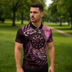 New Zealand Darts Personalised Zipper Polo Shirt Aotearoa Silver Fern Pink Papua Shell Spirit - Aussie Hoodie