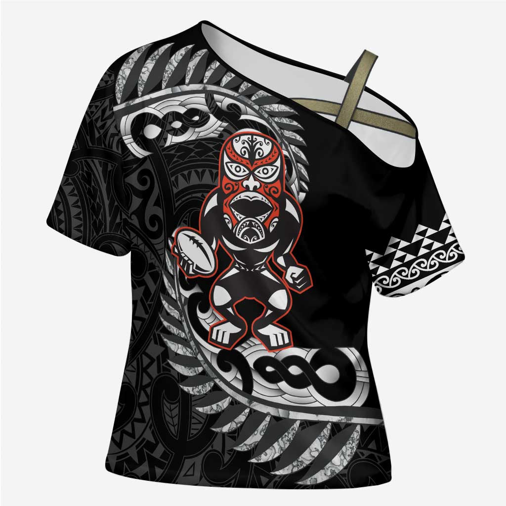 New Zealand Indigenous-Maori Rugby Custom Cross Shoulder Shirt - Aussie Hoodie