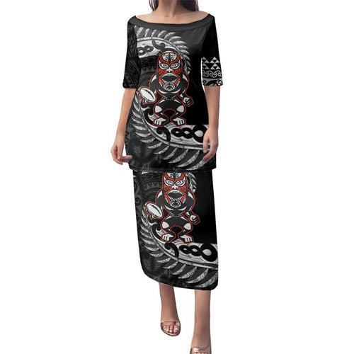 New Zealand Indigenous-Maori Rugby Custom Family Matching Puletasi and Hawaiian Shirt